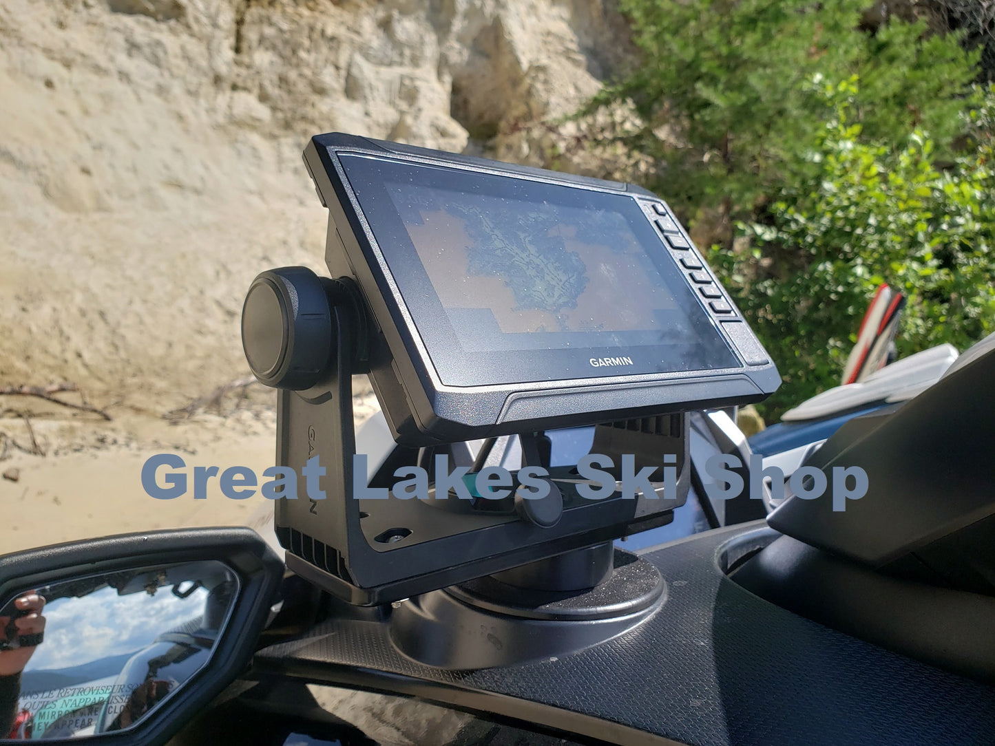 2022-26 FX Waverunner low profile cup holder mount for 6"-7" Garmin Echomap w/ bright 304 stainless steel screws w/ plain finished aluminum top plate