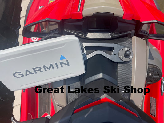 2021-2025 Yamaha VX Waverunner GPS Crossbar Bracket w/ Left Sided GPS Mounting Arm w/ 316 Stainless Screws w/ Right Sided 1-1/2" RAM Ball Base w/ Plain Matte Aluminum Finish