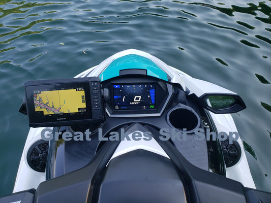 2022-26 FX Garmin Echomap Low Profile Cup Holder Mount w/ bright 316 stainless steel screws w/ plain finished aluminum top plate