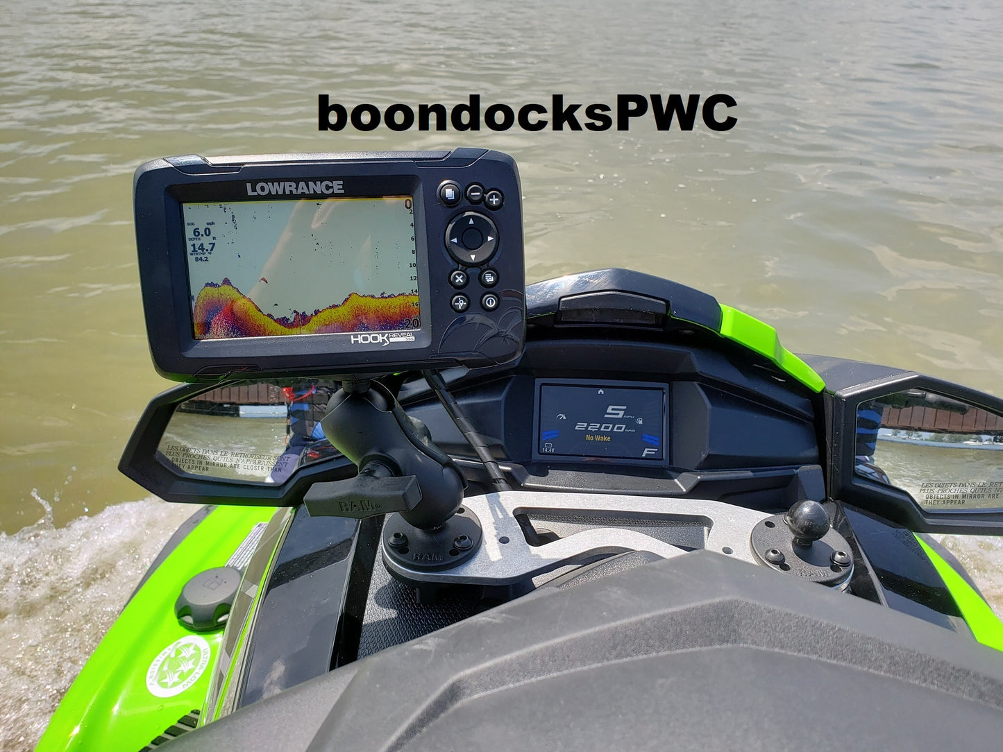 2021-2026 Yamaha VX Waverunner GPS crossbar bracket w/ 1-1/2" + secondary 1" RAM ball bases w/ 316 stainless screws / plain finished aluminum crossbar